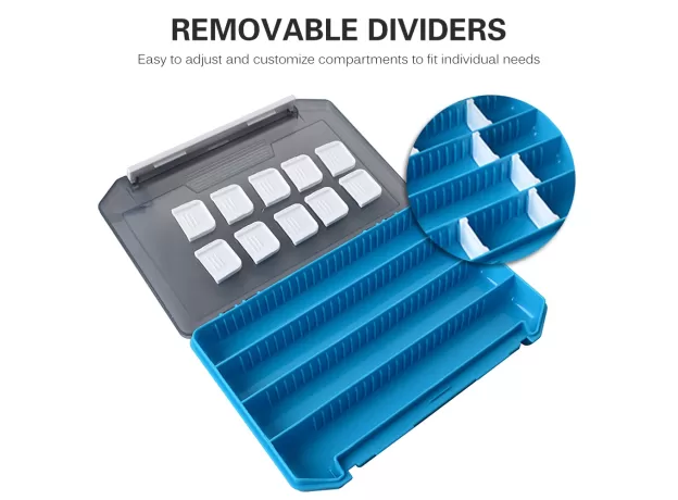 FISHING TACKLE BOX STORAGE TRAYS WITH REMOVABLE DIVIDERS FISHING LURES HOOKS ACCESSORIES