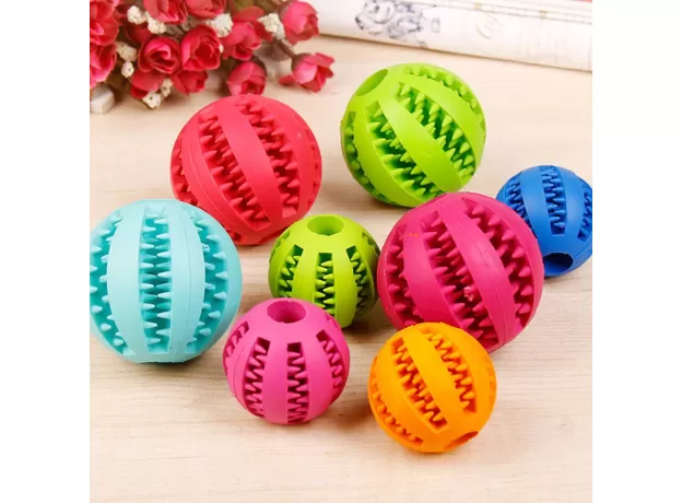 PET DOG TOY INTERACTIVE RUBBER BALLS PET DOG CAT PUPPY CHEW TOYS BALL