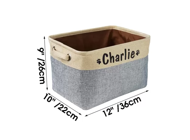 PET DOG TOY STORAGE BASKET DOG CANVAS BAG FOLDABLE PET TOYS LINEN STORAGE BOX BINS