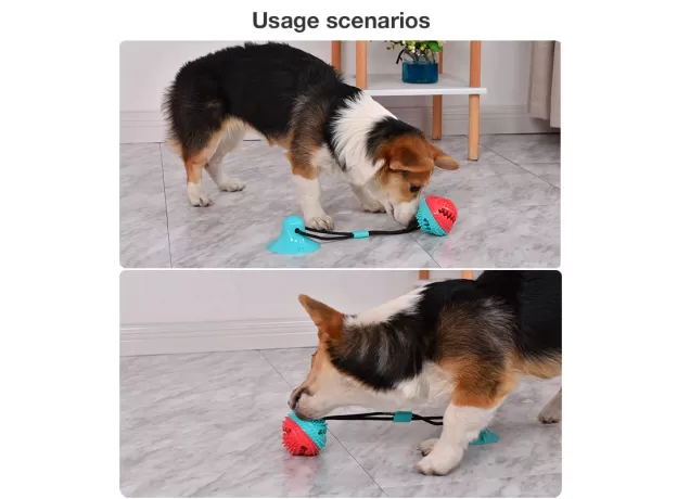 CUP RUBBER DOG CHEW TOY PET BALL TUG PUSH BALL TOY PET TOOTH CLEANING TOOTHBRUSH