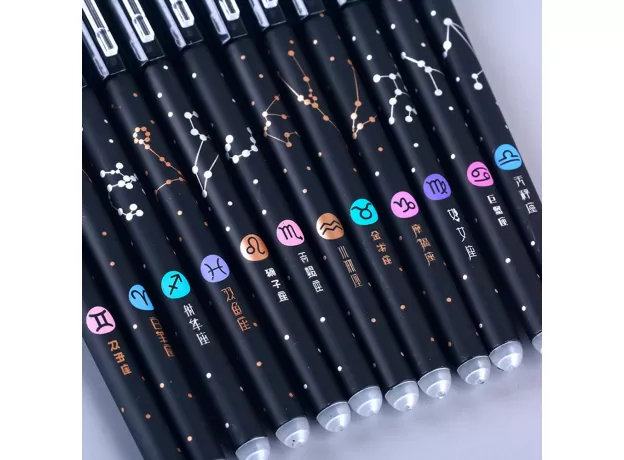12PCS ERASABLE GEL PEN BLUE BLACK INK 0.5MM WASHABLE HANDLE KAWAII PENS REFILL RODS SCHOOL PEN