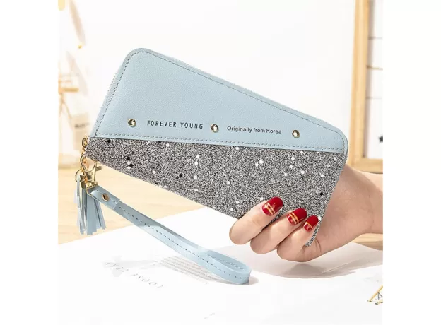 PATCHWORK GLITTER WALLET FOR WOMEN LONG PU LEATHER COIN PURSE FEMALE GIRLS GIFTS