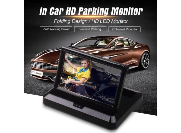 FOLDABLE TFT LED CAR VEHICLE REAR VIEW PARKING MONITOR SCREEN REVERSE CAMERA KIT