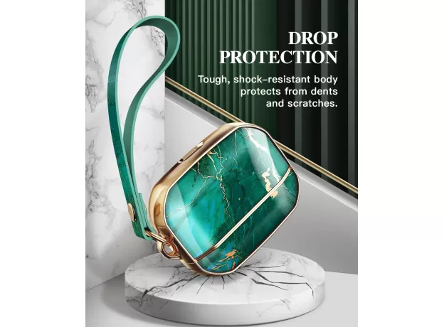 AIRPODS PRO CASE STYLISH MARBLE FULL BODY PROTECTIVE HARD SHELL CASE COVER WITH WRIST STRAP