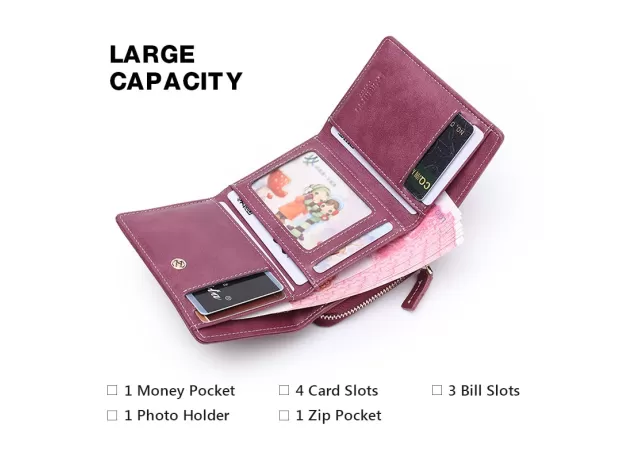 LEATHER WALLETS WOMEN CARD HOLDER FEMALE CASUAL SHORT COIN PURSE LARGE CAPACITY MONEY BAG WALLET MOTHER'S DAY