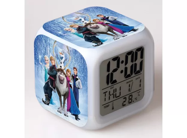 FROZEN 2 COLORFUL LED LUMINOUS CREATIVE ALARM CLOCK DISNEY ANIME FIGURE ELSA ANNA OLAF PATTERN