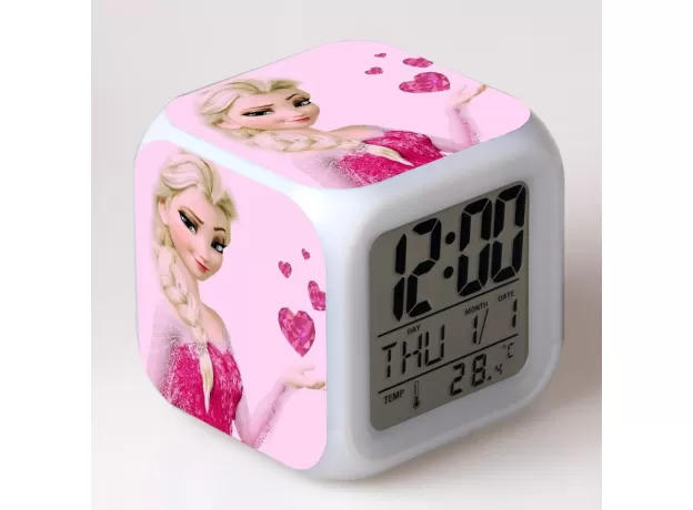 FROZEN 2 COLORFUL LED LUMINOUS CREATIVE ALARM CLOCK DISNEY ANIME FIGURE ELSA ANNA OLAF PATTERN