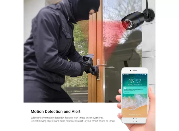 WATERPROOF OUTDOOR ONVIF WIRED WIRELESS IP CAMERA NIGHT VISION  AUDIO RECORD EMAIL ALERT