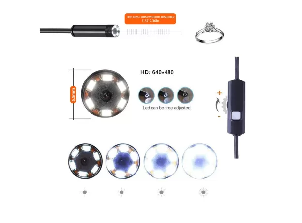 CAMERA 7MM/5.5MM USB CAMERA FOR ANDROID ENDOSCOPE INSPECTION CAMERA BORESCOPE WATERPROOF 6 LEDS