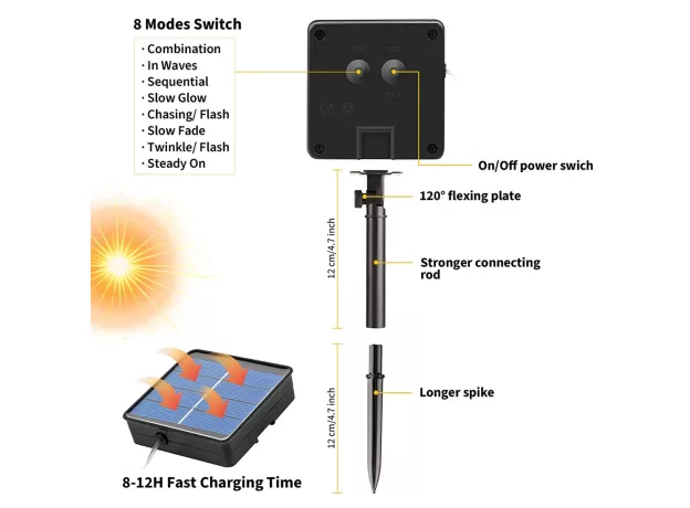 SOLAR LED FAIRY LIGHT STRING 12M 100LED / 5M 50LED WATERPROOF FOR GARDEN DECORATION OUTDOOR