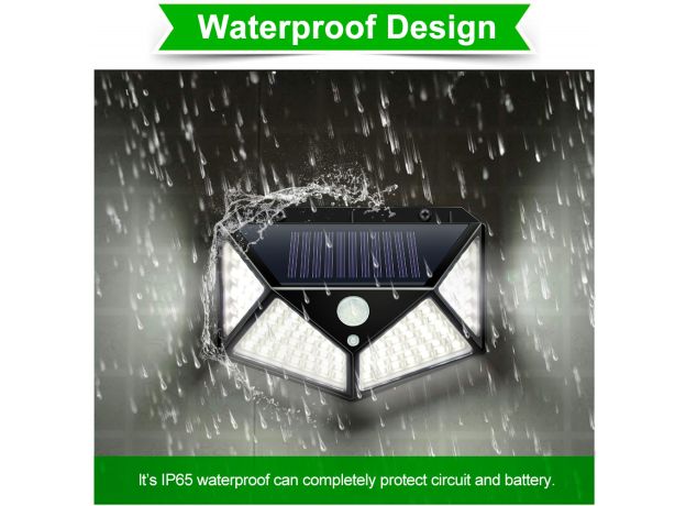 Outdoor Waterproof 100 LED with Solar Panel Power and Motion Sensor