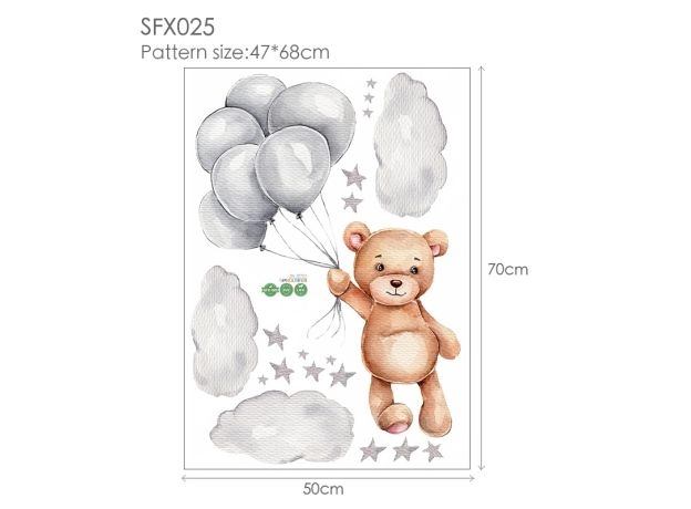 LOVELY BEAR WITH BALLOON BEDROOM WALL STICKERS FOR KIDS ROOMS GIRLS NURSERY DECORATION