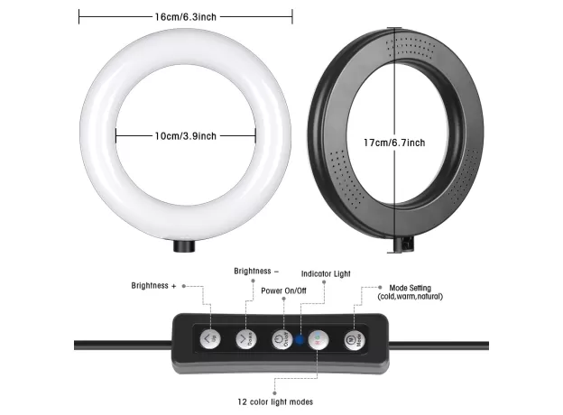 RGB LED VIDEO RING LIGHT SELFIE RING LAMP 15 COLORS 3 MODEL WITH TRIPOD STAND USB PLUG