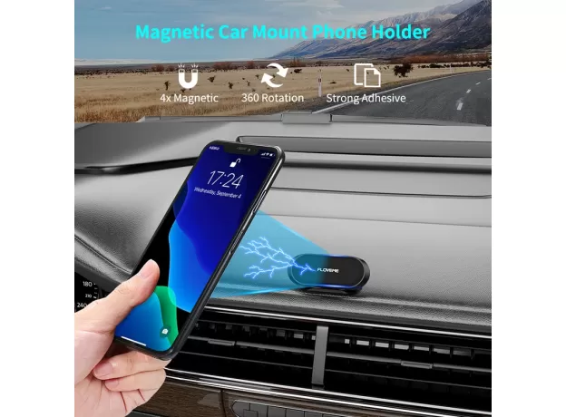 CAR PHONE HOLDER 360 DEGREE MINI STRIP SHAPE STAND METAL MAGNET GPS CAR MOUNT STAND