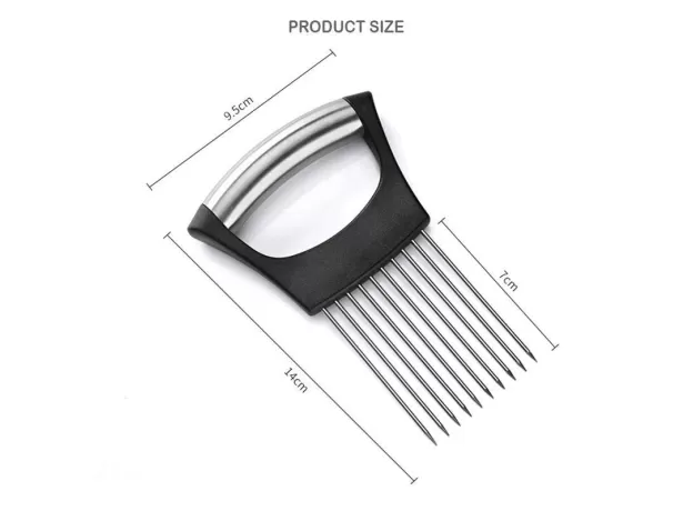 FOOD SLICE ASSISTANT VEGETABLE HOLDER STAINLESS STEEL ONION CUTTER ONION CHOP FRUIT