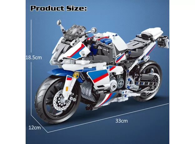RACING MOTORCYCLE BUILDING BLOCKS – WHITE STATIC MOTORCYCLE DIY MODEL