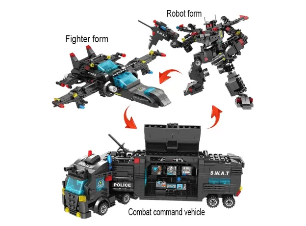 ROBOT CITY POLICE STATION CAR BUILDING BLOCKS FOR CITY SWAT TEAM TRUCK HOUSE BLOCKS TECHNIC BUILDING TOY