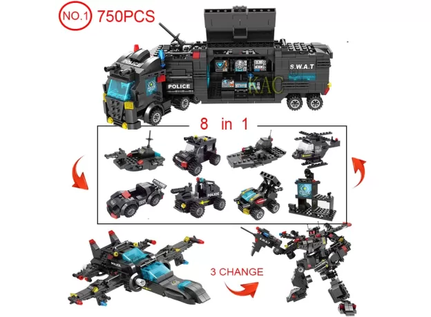 ROBOT CITY POLICE STATION CAR BUILDING BLOCKS FOR CITY SWAT TEAM TRUCK HOUSE BLOCKS TECHNIC BUILDING TOY