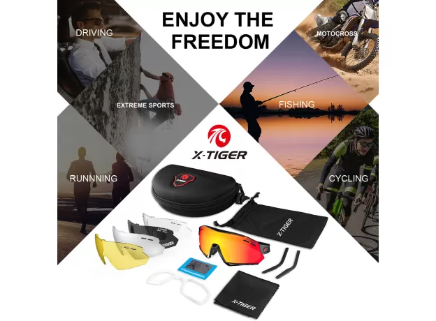 SUNGLASSES 5 LENS POLARIZED SPORTS MEN CYCLING GLASSES MOUNTAIN BICYCLE RIDING PROTECTION