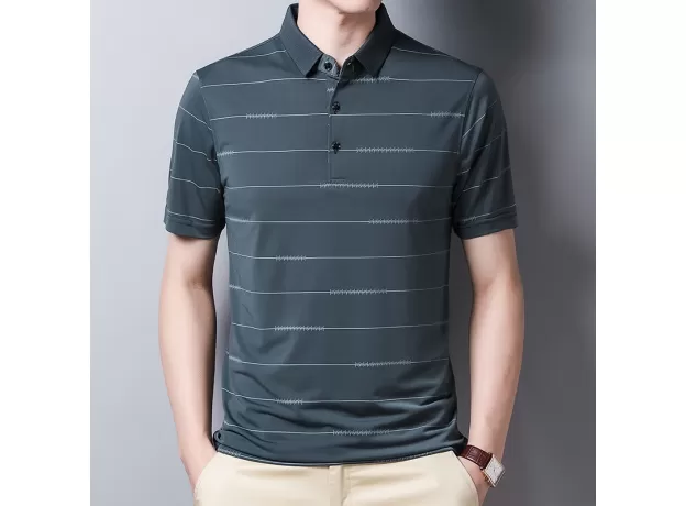 POLO SHIRT STRIPED SHORT SLEEVE SUMMER COOL SHIRT STREETWEAR FASHION MALE POLO SHIRT MEN