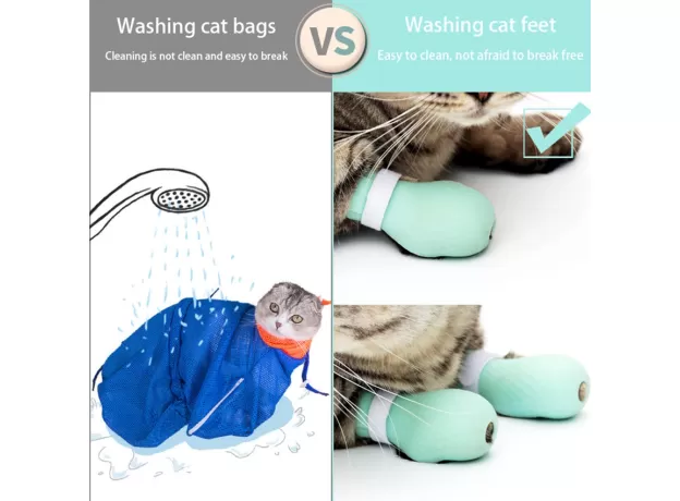 CAT CLAW COVER SOCKS CUT NAILS FOOT BATH WASHING PET PROTECTOR WATERPROOF BOOTS ANTI-SCRATCH
