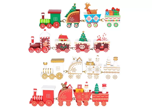 MERRY CHRISTMAS WOODEN TRAIN ORNAMENT CHRISTMAS DECORATION FOR HOME SANTA CLAUS GIFT