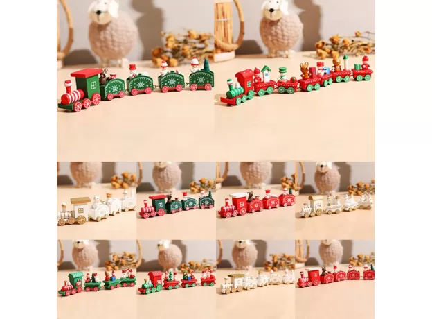 MERRY CHRISTMAS WOODEN TRAIN ORNAMENT CHRISTMAS DECORATION FOR HOME SANTA CLAUS GIFT