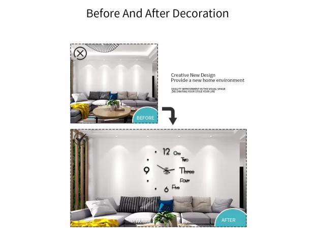 CLOCK WATCH LARGE WALL CLOCKS 3D DIY ACRYLIC MIRROR MECHANISM STICKERS HOME LIVING ROOM DECORATION