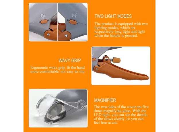 PROFESSIONAL PET NAIL CLIPPER SCISSORS PET DOG CAT NAIL TOE CLAW CLIPPERS SCISSOR LED LIGHT