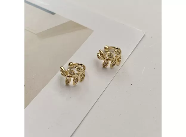 SILVER ZIRCON LEAF CLIP EARRINGS NO PIERCED EAR FEMALE EXQUISITE ADJUSTABLE GORGEOUS HANDMADE JEWELRY