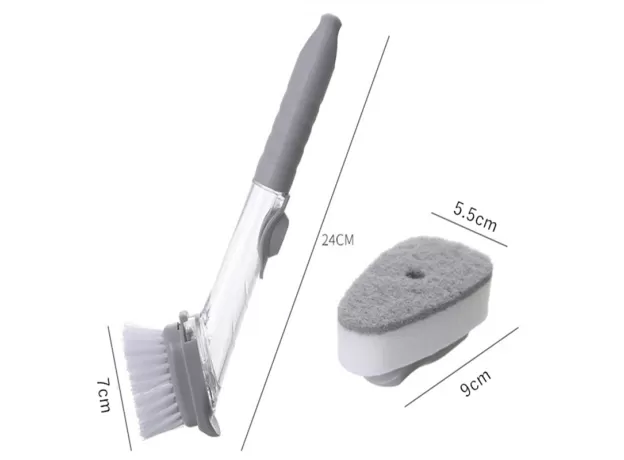 PLATE WASHING BRUSH WITH LIQUID DISPENSER SCRUBBER MULTIFUNCTIONAL KITCHEN DISH POT WASHING
