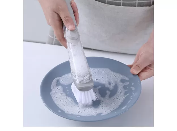 PLATE WASHING BRUSH WITH LIQUID DISPENSER SCRUBBER MULTIFUNCTIONAL KITCHEN DISH POT WASHING