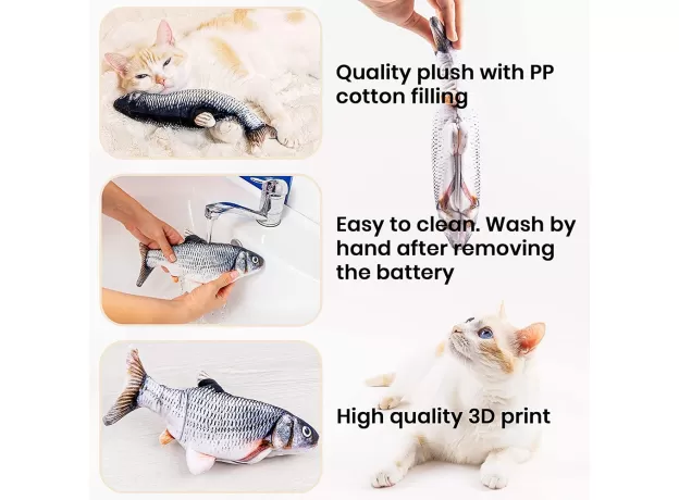 CAT TOY FISH USB ELECTRIC CHARGING SIMULATION FISH CATNIP CAT PET CHEW BITE INTERACTIVE CAT TOYS
