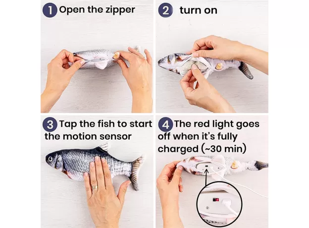 CAT TOY FISH USB ELECTRIC CHARGING SIMULATION FISH CATNIP CAT PET CHEW BITE INTERACTIVE CAT TOYS