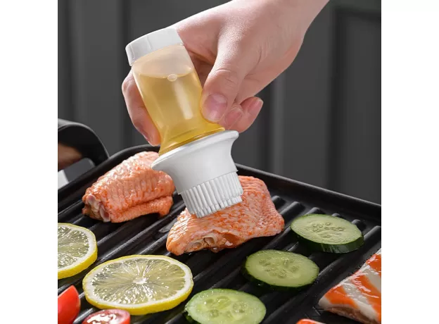 PORTABLE SILICONE OIL BOTTLE WITH BRUSH GRILL OIL BRUSHES LIQUID OIL PASTRY KITCHEN BAKING BBQ TOOL