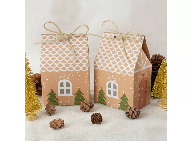 10PCS CHRISTMAS CANDY BOX BAGS SANTA CLAUS GIFT BOX DIY COOKIE PACKAGING