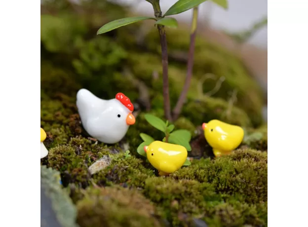 12 PCS HEN CHICK EGG NEST FIGURINE MINIATURES MIX CHICKEN HOME DECORATION CUTE ACCESSORIES