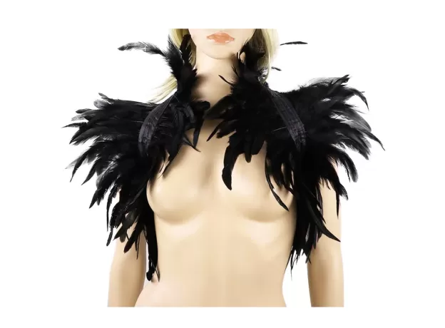 FEATHER SHRUG SHAWL FEATHER FAKE COLLAR SHOULDER WRAP CAPE GOTHIC COLLAR WITH RIBBON TIES
