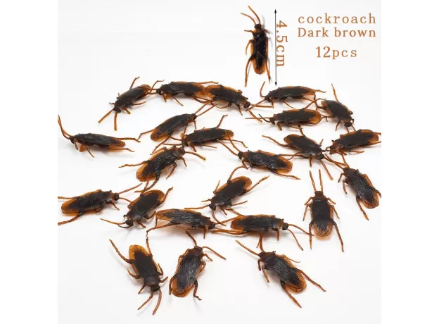 12PCS FUNNY FAKE COCKROACH HALLOWEEN PARTY DECORATION TRICK PROPS ARTIFICIAL ROACH
