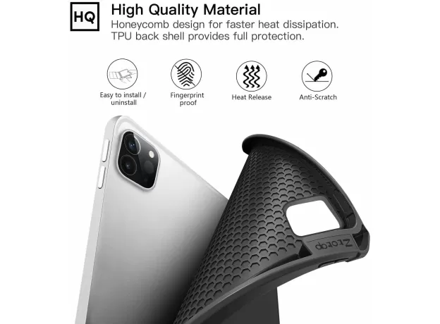 ZTOTOPCASE FOR NEW IPAD PRO 11 2020 CASE WITH PENCIL HOLDER, SUPPORT IPAD 2ND PE