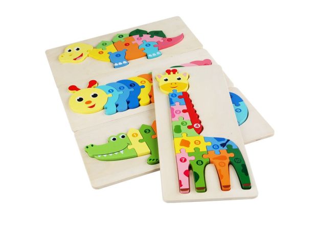 Big Piece 3D Cartoon Animal Jigsaw Puzzle Color Number Cognition Children Early Puzzle Educational Wooden Toys Cristmas Gifts