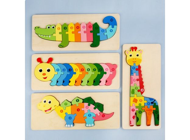 Big Piece 3D Cartoon Animal Jigsaw Puzzle Color Number Cognition Children Early Puzzle Educational Wooden Toys Cristmas Gifts