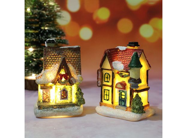Christmas Lights Resin Miniature House Furniture Led House Decorate