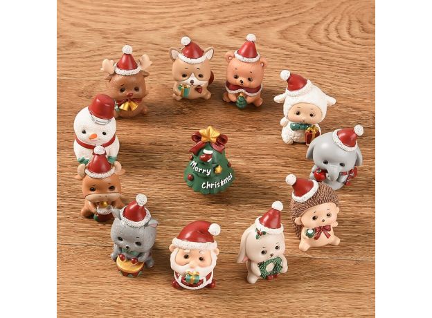 Cute Christmas Miniatures Xmas Decoration Mini Family Animal Model