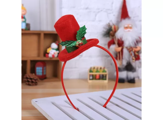 MINI HAT CHRISTMAS HEADBAND SANTA XMAS PARTY DIY DECOR ELK DOUBLE HAIR BAND