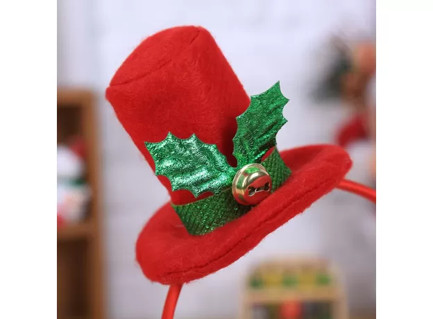 MINI HAT CHRISTMAS HEADBAND SANTA XMAS PARTY DIY DECOR ELK DOUBLE HAIR BAND