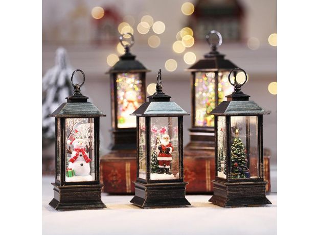 Portable Glitter Swirl Lantern LED Glow Accent Light Christmas Ornament