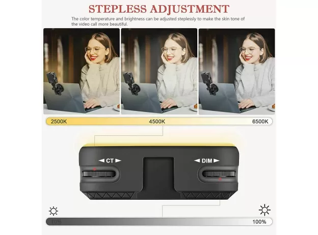 VIDEO CONFERENCE LIGHTING KIT, LAPTOP WEBCAM LIGHTING WITH SUCTION CUP, LED CAME