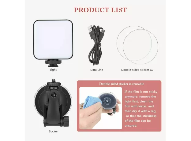 VIDEO CONFERENCE LIGHTING KIT, LAPTOP WEBCAM LIGHTING WITH SUCTION CUP, LED CAME