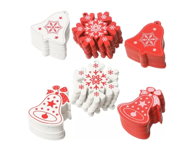 18PCS/LOT DIY WHITE&RED CHRISTMAS WOODEN PENDANTS NOEL ORNAMENTS FOR KIDS CHRISTMAS GIFTS
